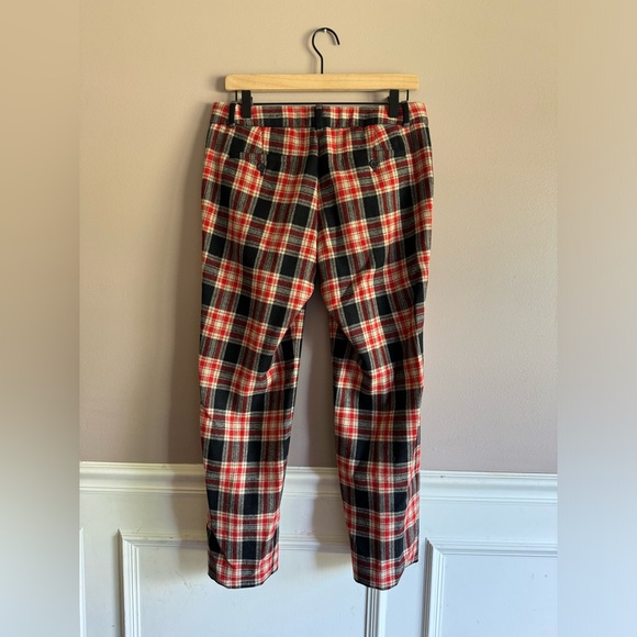 J Crew Pants Womens Cafe Capri Plaid Wool Trouser Red Black Sz 4 Preppy Workwear - Picture 4 of 7